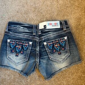 Grace in La women’s jean shorts Embroidered Denim Shorts size24